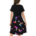 thumbnail image 6 of Pounoo New Dresses For Girls Leisure Print Short Sleeve Casual Dresses Round Neck Knee Length Dress Quick Drying Kids Dresses Girls 4-16, 6 of 7