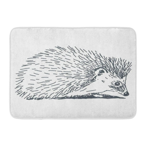 GODPOK Abstract Black Cartoon Hedgehog Sketch Drawing White Drawn Animal  Rug Doormat Bath Mat  inch 