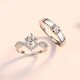 thumbnail image 2 of Anillo de pareja de enamorados con corona de cuatro garras y simulación de moissanita, anillo de apertura de corona de 1 quilate para hombre y mujer, 2 of 5