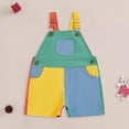 thumbnail image 2 of WUANDIXFA Toddler Boy Girl Romper Overall Shorts Contrast Color Suspender Romper Adjustble Shoulder Strap Baby Clothes (Sky Blue, 2-3 Years), 2 of 4