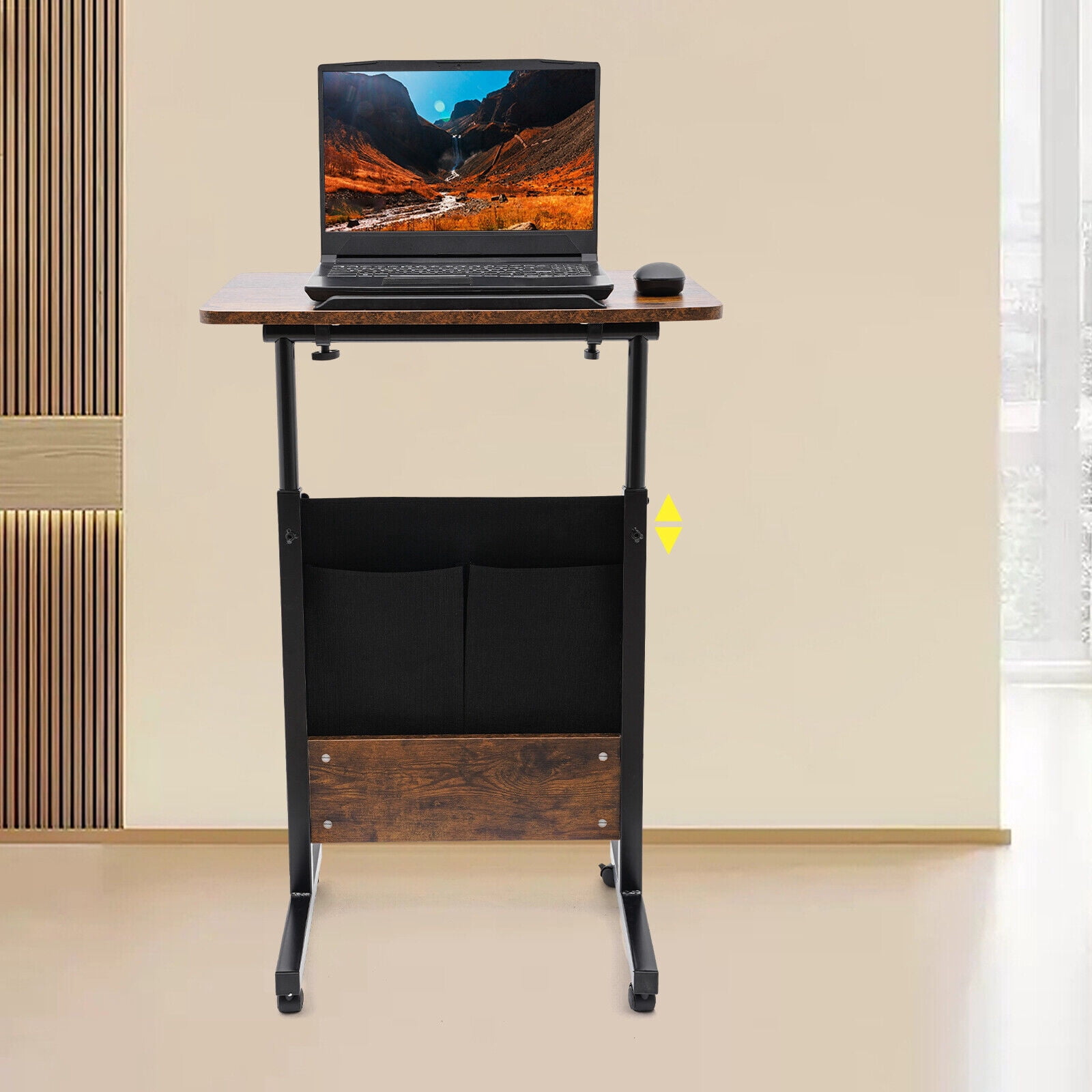 Mobile Standing Desk Rolling Computer Stand with Swivel Wheels Adjustable Height