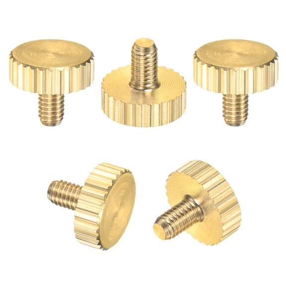 Uxcell 5-Pack Knurled Thumb Screws, M3x5mm Solid Brass Flat Head Knobs Bolts