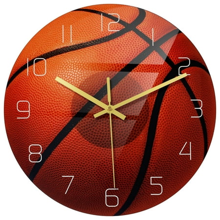 Raindrops Silent Wall Clock Non Ticking Basketball Design Acrylic Glass for Office Study Room 1Set