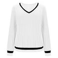 thumbnail image 3 of ABCDE Sweaters for Women V Neck Color Block Long Sleeve Knit Shirts Casual Lightweight Sweater Fashion Elegant Tops Gift, 3 of 7