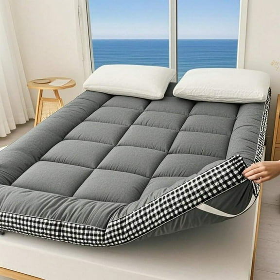 Thick Quilted Mattress Topper - 6-8cm Soft Breathable Fiber Filling, Woven Fabric - Non-Waterproof, All-Season Use for Bedroom, Guest Room & Dorm