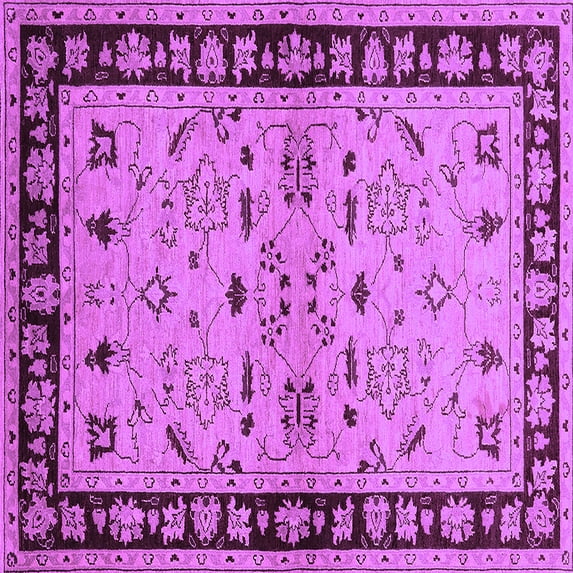 Ahgly Company Indoor Square Oriental Purple Industrial Area Rugs, 5' Square