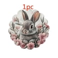 thumbnail image 2 of Kumdkd Easter Placemats Set of 1, 14.96in Round Bunny Print Table Mats with Lace Edge, Linen Seasonal Decor for Spring, Summer, and Holiday Dining Table Decorations, 2 of 6