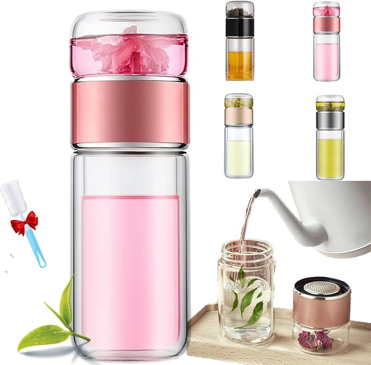 Infusifie Tea Infuser, 2025 New Glass Tea Infuser Bottle, 3 in 1 Smart ...