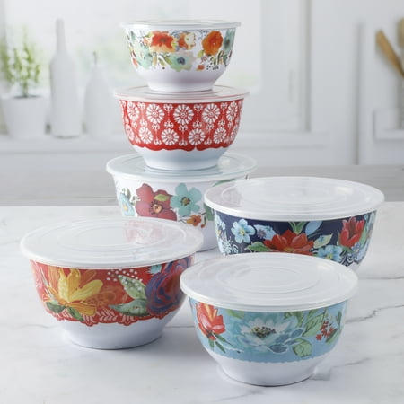 The Pioneer Woman Limited Edition 12 Piece Melamine Mixing Bowl Set with (Best Mixing Bowls 2019)