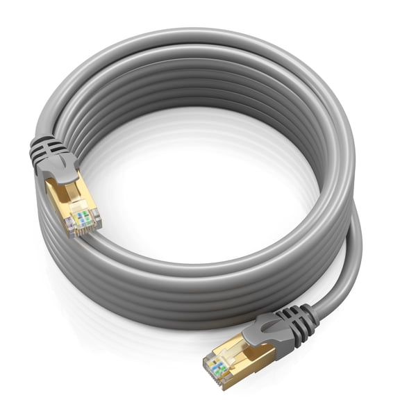 Cat 7 Ethernet Cable 15 ft - High-Speed Cat7 Internet & Network LAN Patch Cables, RJ45 Connectors - Perfect for Gaming, Streaming, and More (Gray)