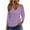 Purple, variant on Ltctricy Women's 3/4 Sleeve Tops Trendy V Neck Cold Shoulder Eyelet Embroidered Tee Blouses Casual Tunic Shirts
