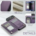 thumbnail image 3 of CaseMe Leather for iPhone Air Case with Card Holder, Wallet Case for Women Men with RFID Blocking, Durable Leather Kickstand Magnetic Clasp Shockproof Phone Case for iPhone Air 6.5-inch,Purple, 3 of 9