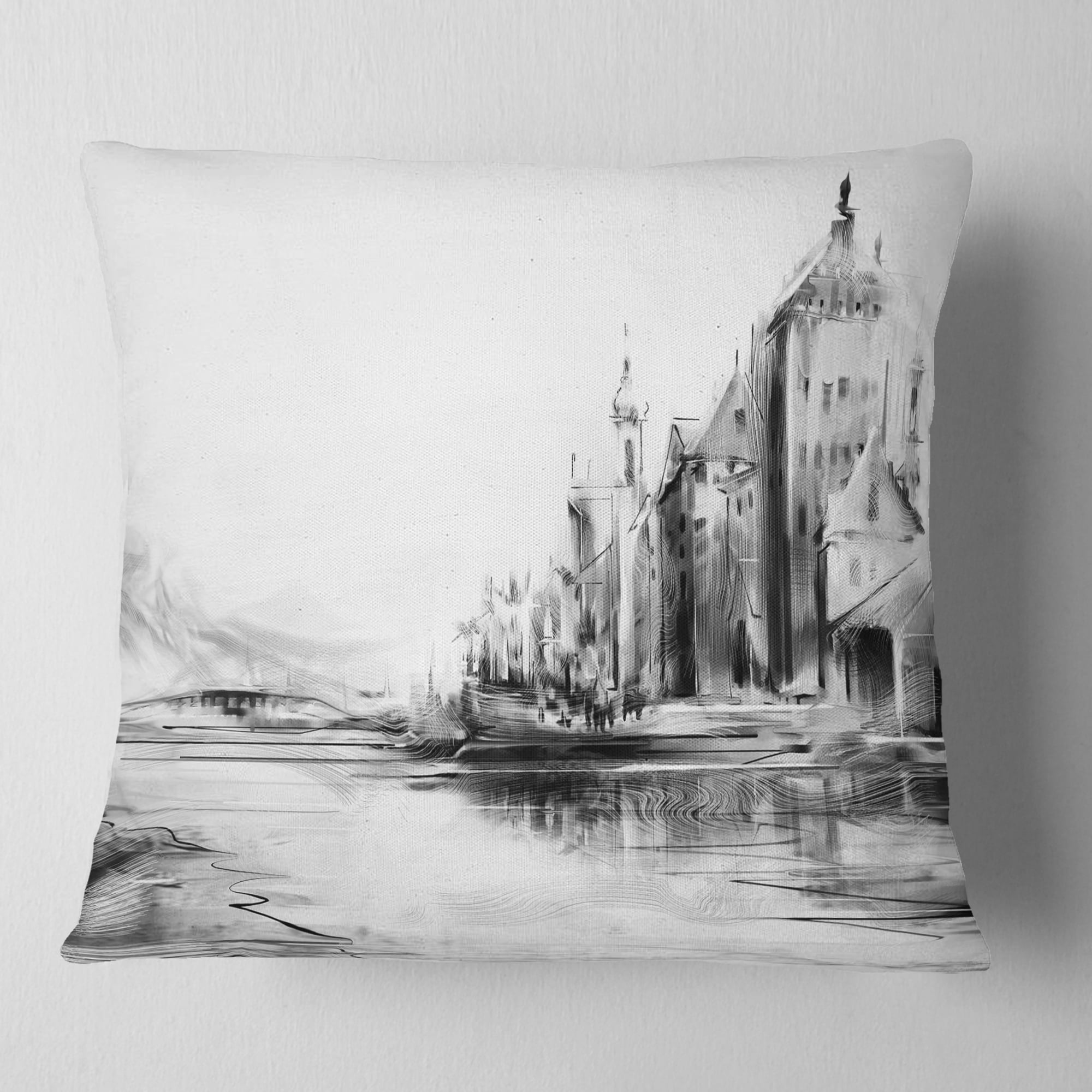 Designart Zurich in Afternoon Sunlight - Cityscape Throw Pillow - 16x16