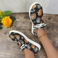 thumbnail image 5 of 2024 women's fashion Halloween shoes pumpkin print canvas low-top sneakers, 2024 new Halloween thick-soled slip-on flat loafers for girls, 5 of 9