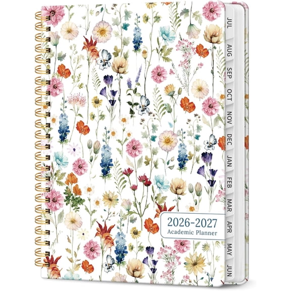 Planner 2026-2027, Jul 2026-Jun 2027 Monthly & Weekly Calendar Planner - A-Wildflowers / 6.3"x8.5"