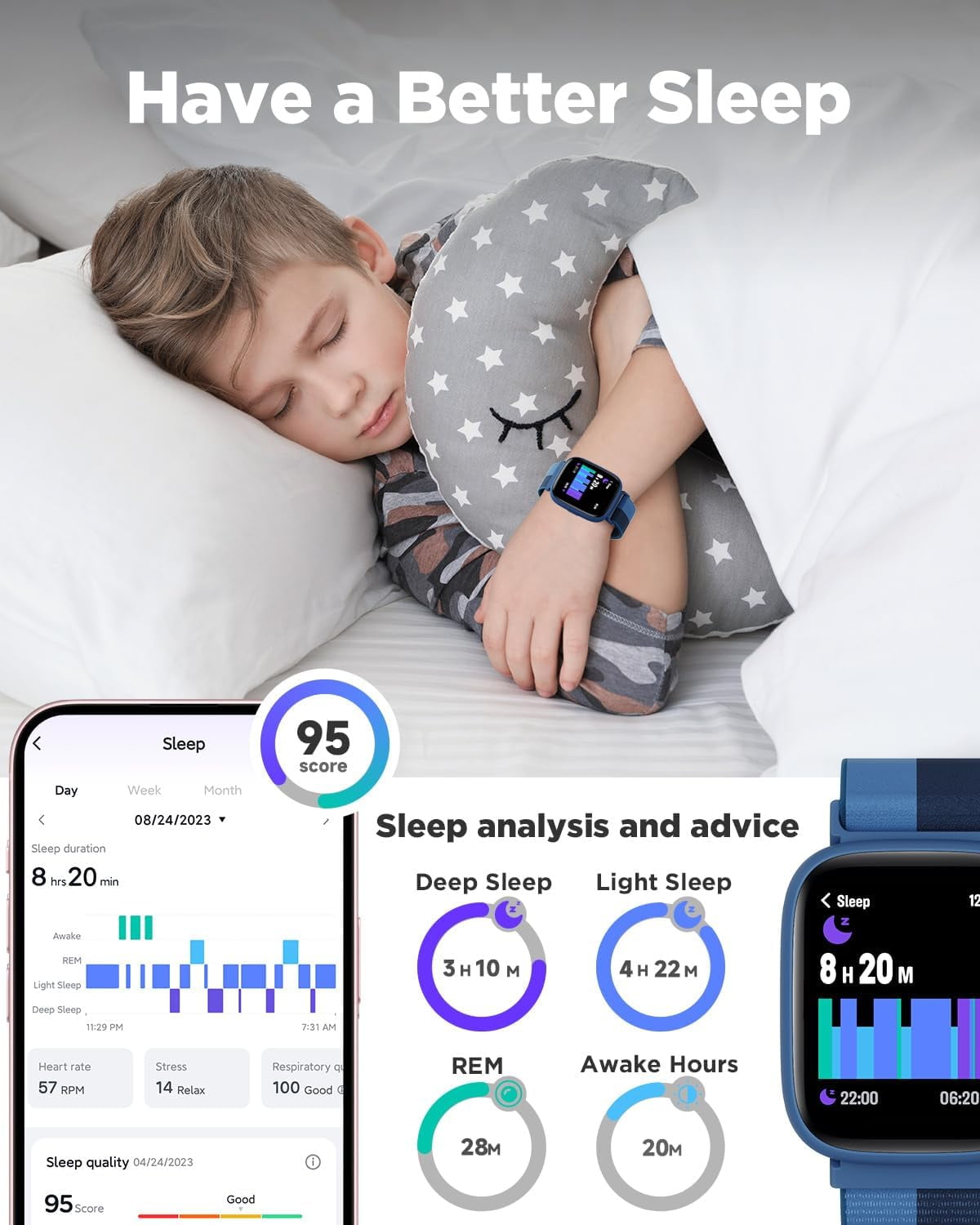 BIGGERFIVE Smart Watch for Kids, 1.8" Fitness Tracker Watch Pedometer, Sleep Monitor, IP68 Waterproof, Calorie Step Counter, Puzzle Game with/Without APP for Girls Teens 5-16,