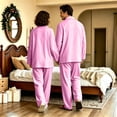 thumbnail image 3 of HAJWOH Men and Women's Pajamas Set Lightweight Long Sleeve Button Down Notched Collar Pajama Comfy Sleep Sets, 3 of 4