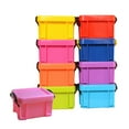 thumbnail image 1 of 9 Pcs Mini Stackable Plastic Storage Boxes Storage Organizer with Clip on Lids for Car Office and Kitchen (Random Color), 1 of 9
