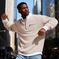 thumbnail image 5 of 2026 Men's Casual Fashion Up Collar Contrasting Zipper Sweatshirt, Loose Fit Waffle Pullover, Lightweight Long Sleeve, 5 of 7