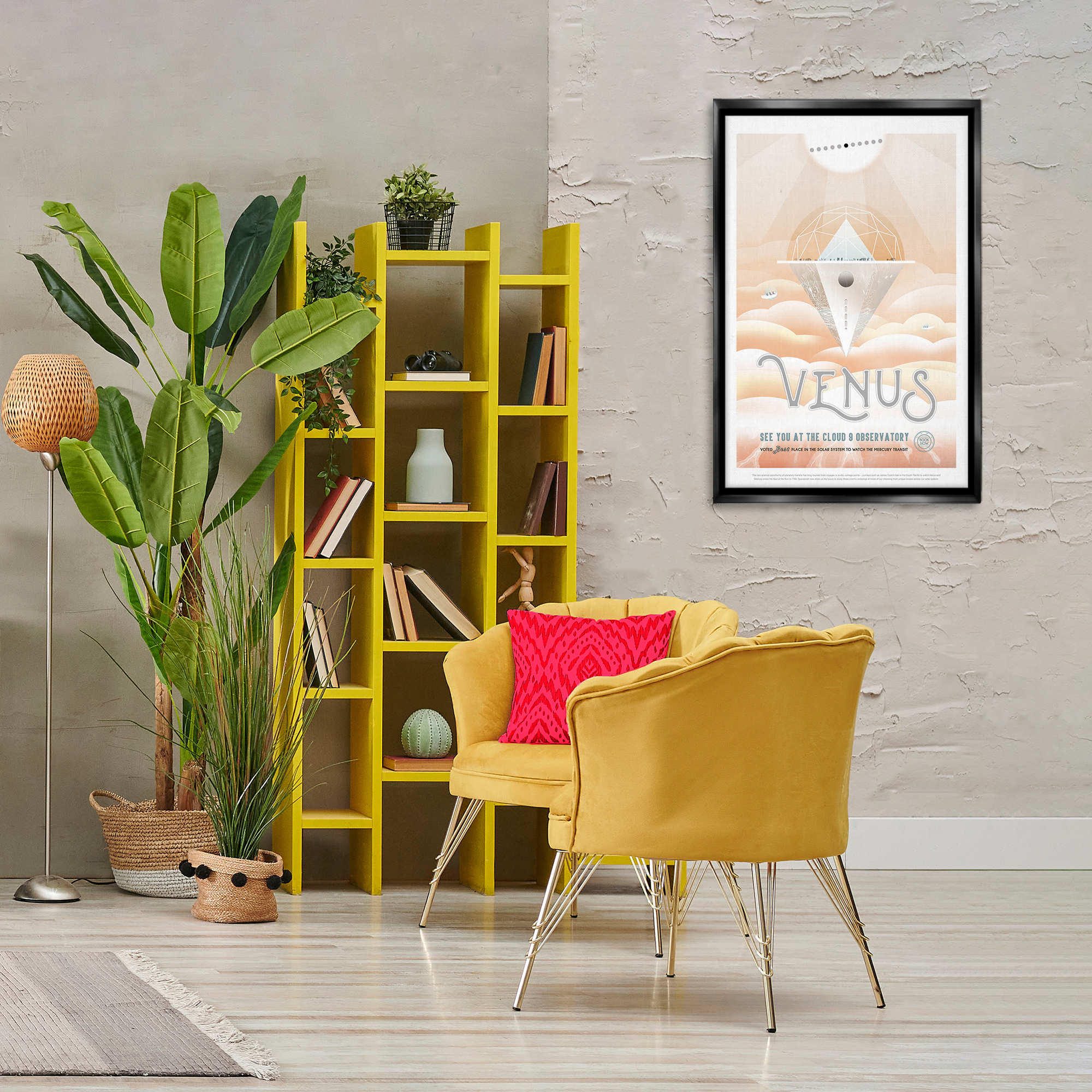 Stupell Industries Venus Space Exploration Typography Painting Black Floater Framed Art Print Wall Art, 21 x 31