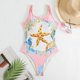 thumbnail image 2 of Gibobby Bañador de una pieza Traje de baño de 1 pieza para mujer+1 pieza para cubrir traje de baño de dos piezas con estampado vintage Monokini Bikini Tr(Rosa,CH), 2 of 5