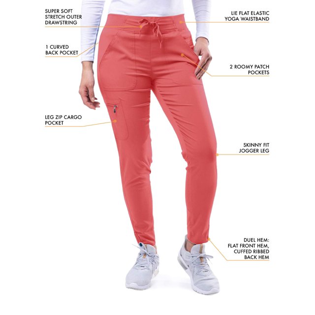 Adar Pro Modern Athletic Scrub Set For Women - Modern V-Neck Scrub Top & Yoga Jogger Scrub Pants
