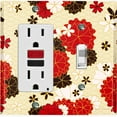 thumbnail image 1 of Metal Light Switch Plate Cover Japanese Flower Pattern Tan Wallpaper FLW041, 1 of 1