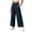 Navy, variant on Women's Casual Solid Color Wide Leg Pants, Elastic Waist with Pockets, Loose-Fit Trousers for Daily Wear White S