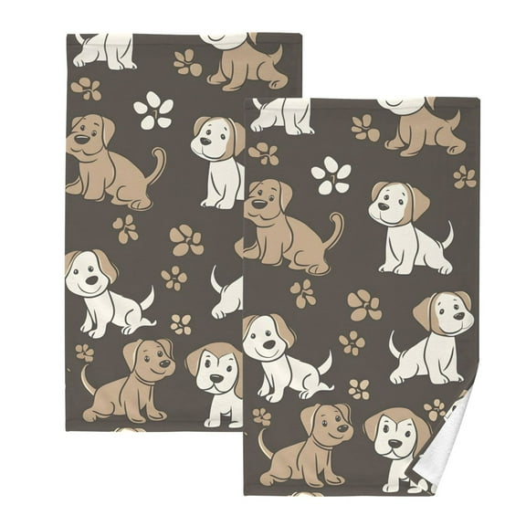 Ryvnso Dogs Cute Footprint Cotton Hand Towels Sets Face Towel 2 PCs Bathroom Decorative