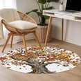 thumbnail image 4 of Round Area Rug 3 Ft, Brown Tree Fall Washable Non-Slip Circle Carpet for Living Room/Bedroom, Leaves Branches Watercolor Botanical Elegant Low-Profile Small Floor Mats Collection Rugs for Indoor, 4 of 8