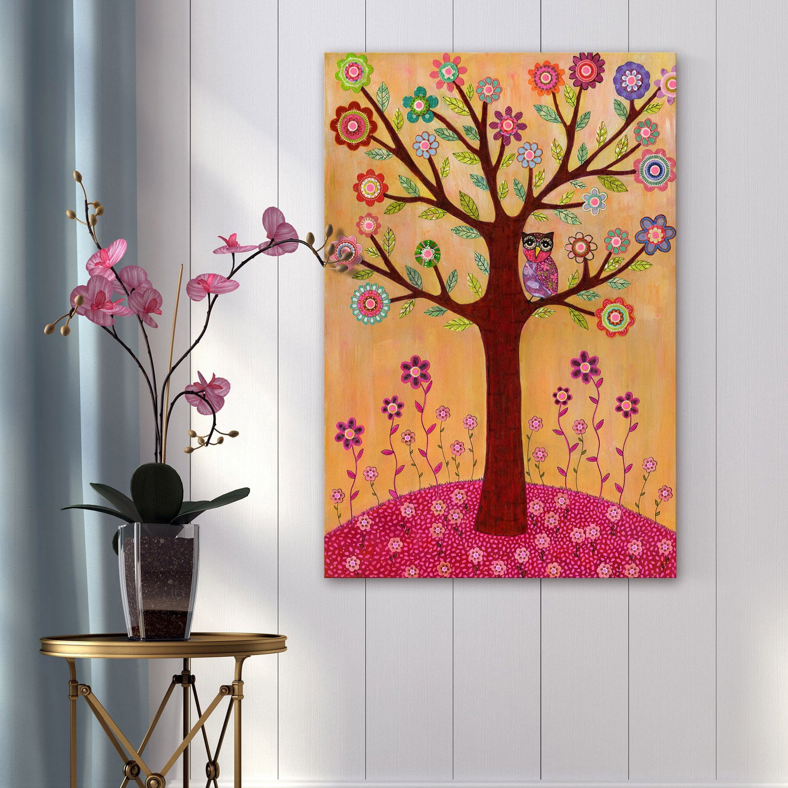 Marmont Hill "Sleepy Owl" by Sascalia Painting Print on Wrapped Canvas