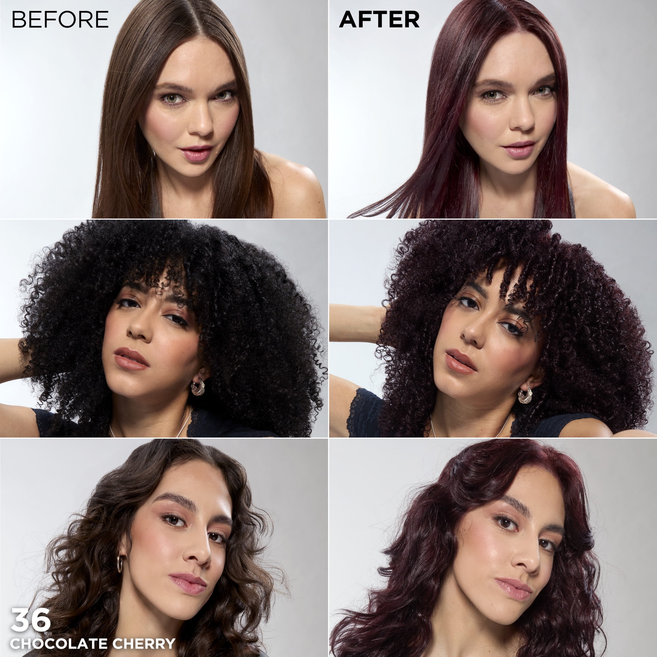 L'Oreal Paris Feria Shimmering Permanent Hair Color, 36 Chocolate Cherry, Strong Hair, 1 Kit