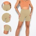 thumbnail image 3 of Women's Yoga Shorts Ribbed Seamless Exercise High Waist sports Fitness shorts - cream-colored, 3 of 5