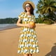 thumbnail image 4 of Fotbe Yellow Pears Vestido Largo de Moda para Mujer, Vestido Tipo Camiseta con Manga Corta y Estilo Casual a Rayas y Bloques de Color, 4 of 6