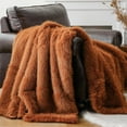 thumbnail image 5 of Battilo Orange Faux Fur Throw Blanket, Fall Rust Fluffy Cozy Fur Throw,Fall Decor,60"x80", 5 of 8
