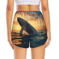 thumbnail image 2 of Lsque Sunset Ocean Whale Printed Women's Running Shorts with Liner Pockets,Elastic Quick Dry Workout Athletic Gym Yoga Shorts,Womens High Waist Shorts-Large, 2 of 9