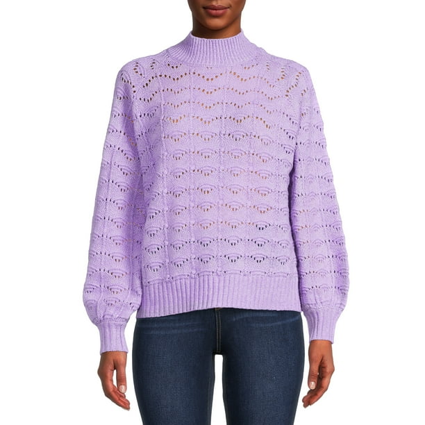 Time And Tru Women's Pointelle Sweater - Walmart.com