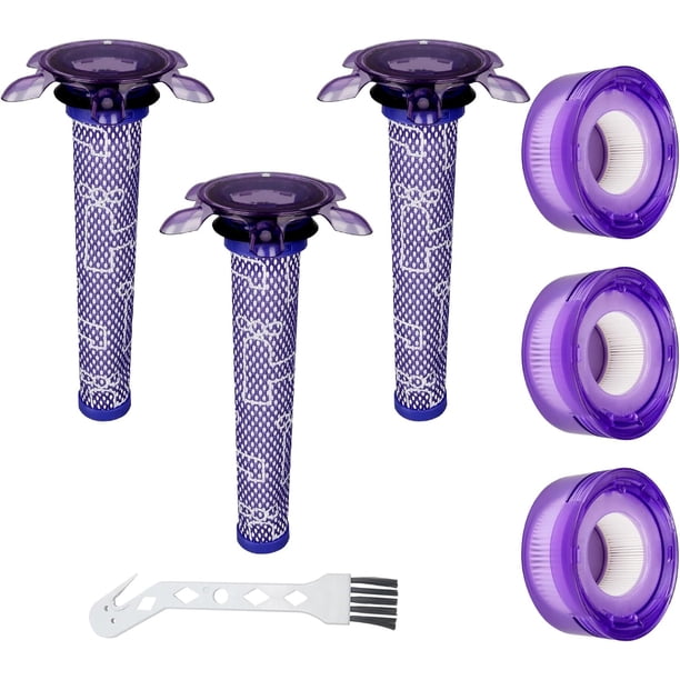 Filtros de Reemplazo Mejorados para Aspiradora Star para Dy*son V7, V8 Animal y V8 Absolute Vacuum. 3 Pre-filtros y 3 Post-filtros. Comparar con la Parte # 965661-01 y 967478-01.