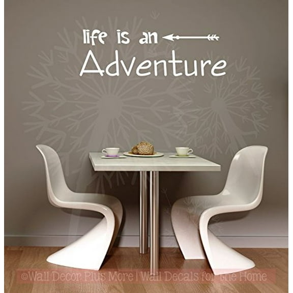 Life Is An Adventure Home Decor Vinyl Decals Wall Stickers, White, 23x7-Inch