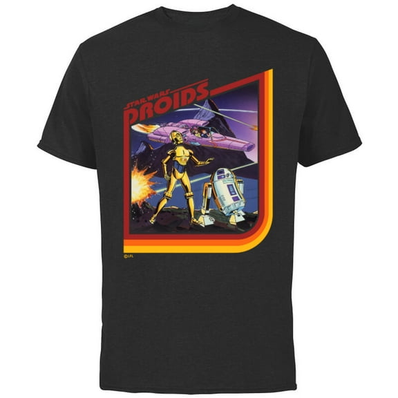 Star Wars Droids: The Adventures of R2-D2 and C-3PO Retro - Short Sleeve Cotton T-Shirt for Adults - Customized-Black