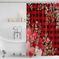thumbnail image 2 of Love Heart Valentines Day Shower Curtain Set - Long 72" x 84" Washable Bathtub Curtain with 12 Hooks, Botanical Eucalyptus Red Plaid Waterproof Fabric Stall Shower Curtains for Bathroom/Bathtub, 2 of 6