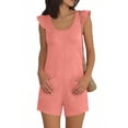 thumbnail image 2 of POIUYTR Women Summer Casual Jumpsuit Loose Ruffle Sleeveless Romper Vacation Straight Leg One-Piece Shorts, 2 of 5