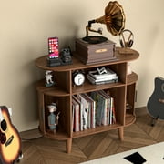 Fiogmub Record Player Stand with Sliding Door, Vinyl Record Storage Cabinet, Record Player Table