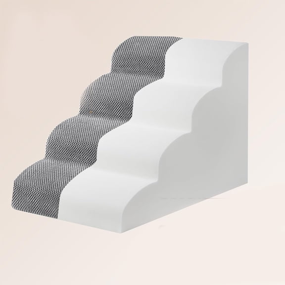Curved Dog Stairs Ramp for High Beds, 4-Step Dog Steps for Small Dogs and Cats, Pet Stairs for High Bed Climbing, Non-Slip Balanced Pet Step, Grey