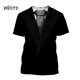 thumbnail image 3 of Ropa divertida para hombre, esmoquin con personalidad, traje de corbata retro, camisetas gráficas, traje falso de moda, camisetas casuales de manga corta para fiesta para hombre, 3 of 5