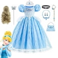 thumbnail image 2 of Ropa de Disney para niñas, vestidos de fiesta de Cenicienta, vestido de baile de princesa, disfraz de Cosplay, vestido de encaje, vestido tutú elegante para niños, 9-10T (etiqueta 150) Gao Jinjia LED, 2 of 2