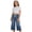 Blue, variant on Blekii Petite Fit Cropped Wide Leg Jeans with Elastic Waist And Drawstring Casual Denim Pants Blue 130