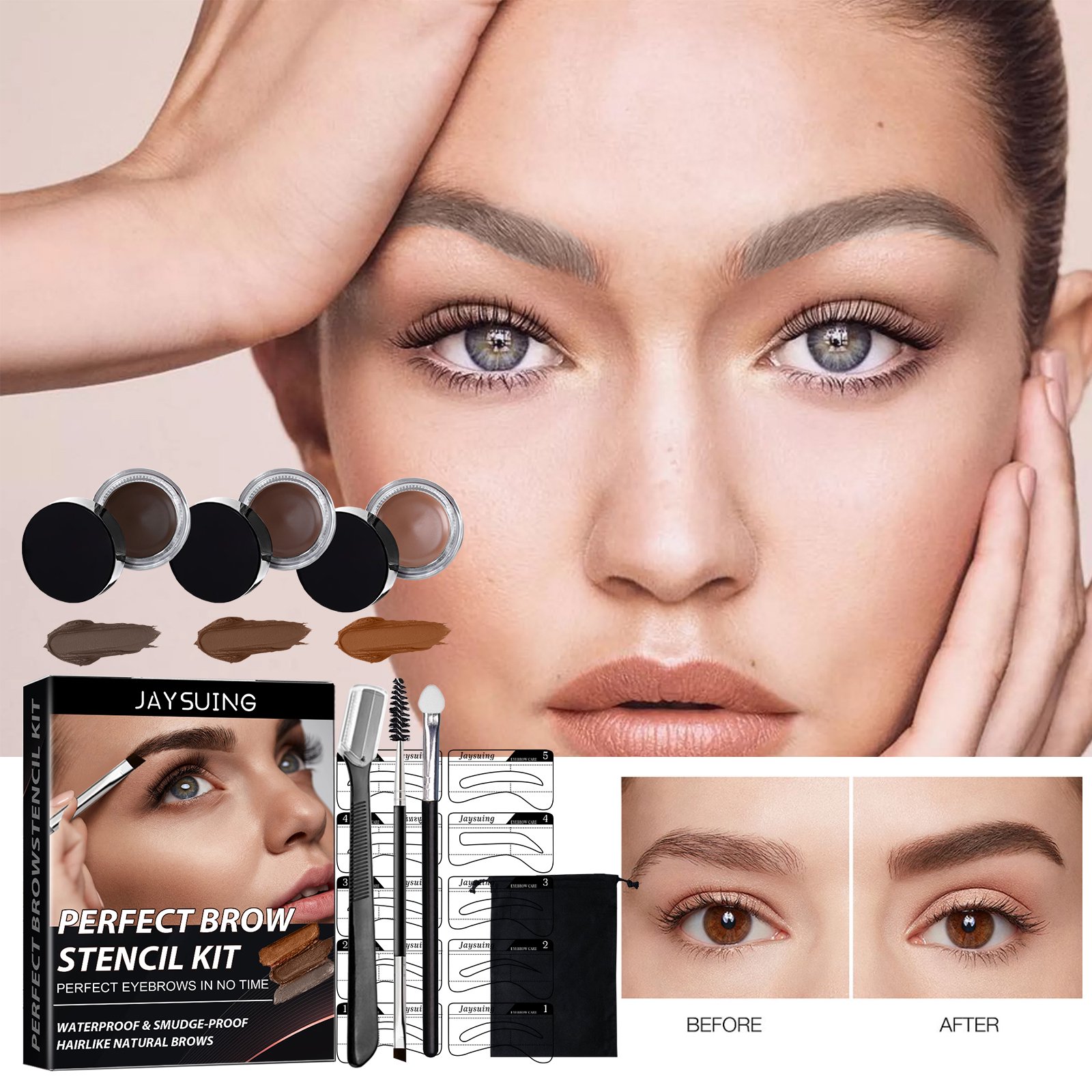 Kit Sourcils Pour Femmes - Shaper Sourcil En Acier Inoxydable Noir