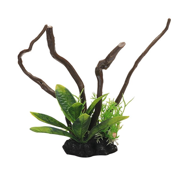 Nueva decoración de pecera, paisajismo de pecera, madera pesada simulada, raíces de árboles, plantas acuáticas simuladas.