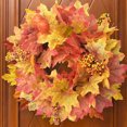 thumbnail image 2 of Crowdstage 2 Pack  Decorative Candle Ring Mini Autumn Wreath for Candlestick, 12 in Rattan Garland with Maple Leaf Pumpkin Fall Thanksgiving Party, Outer Diameter, 2 of 9